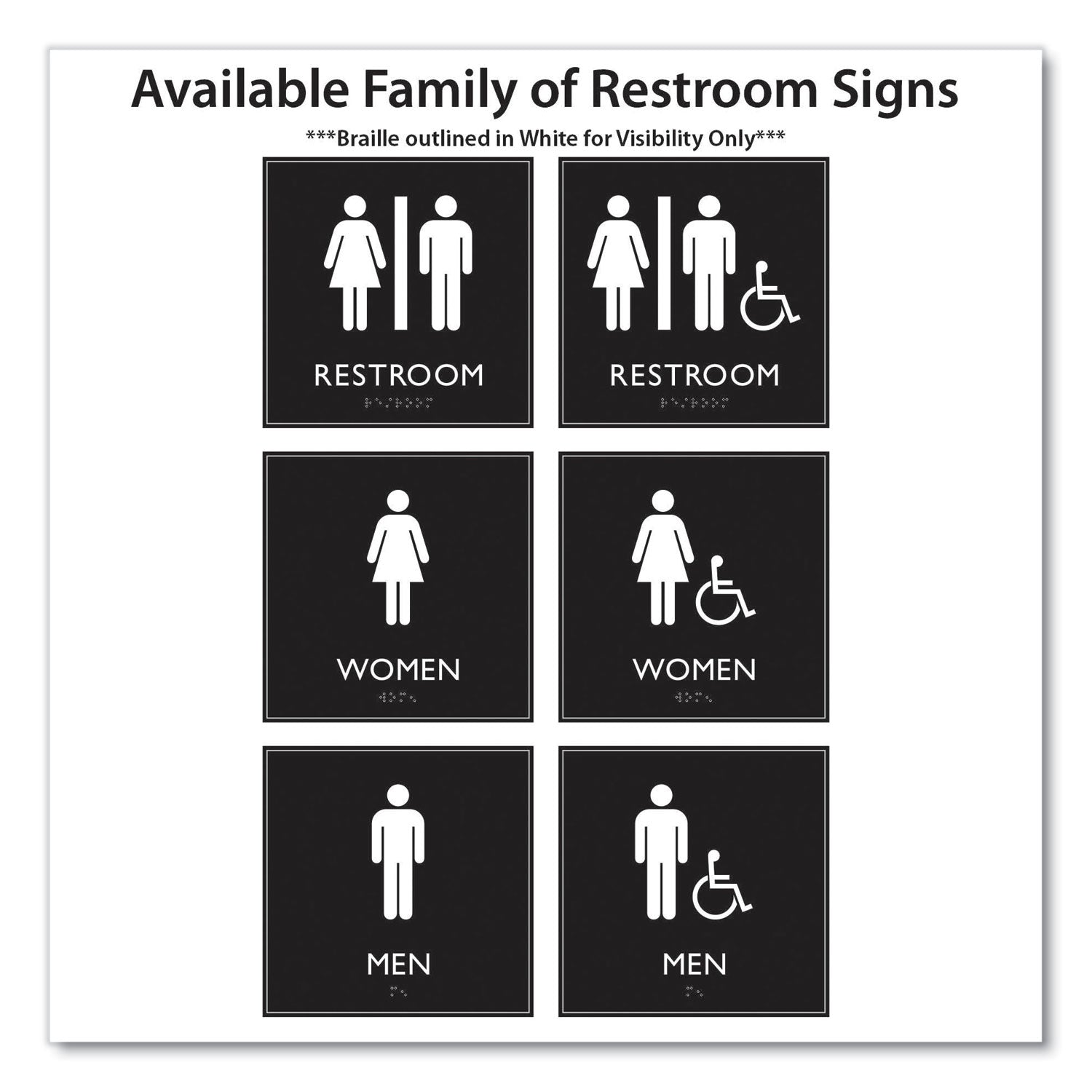 ADA Sign, Men Accessible, Plastic, 8 x 8, Clear/White