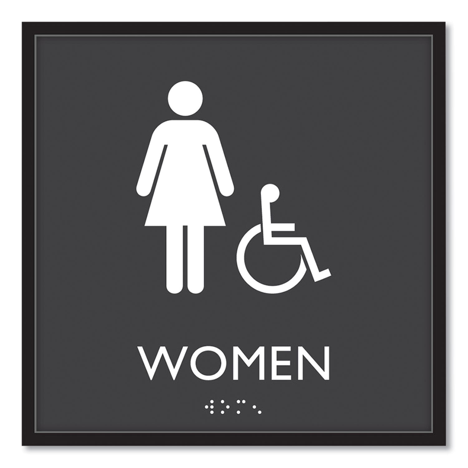 ada-sign-women-accessible-plastic-8-x8-clear-white_uss66913 - 1