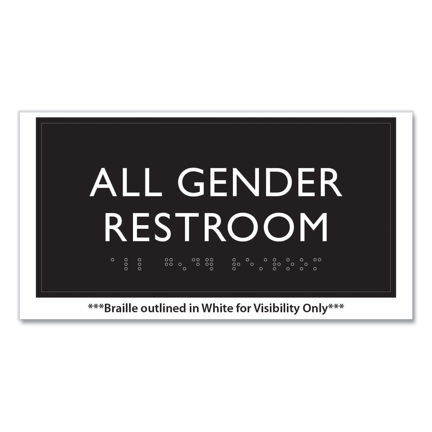 ADA Sign, All Gender Restroom, Plastic, 4 x 4, Clear/White