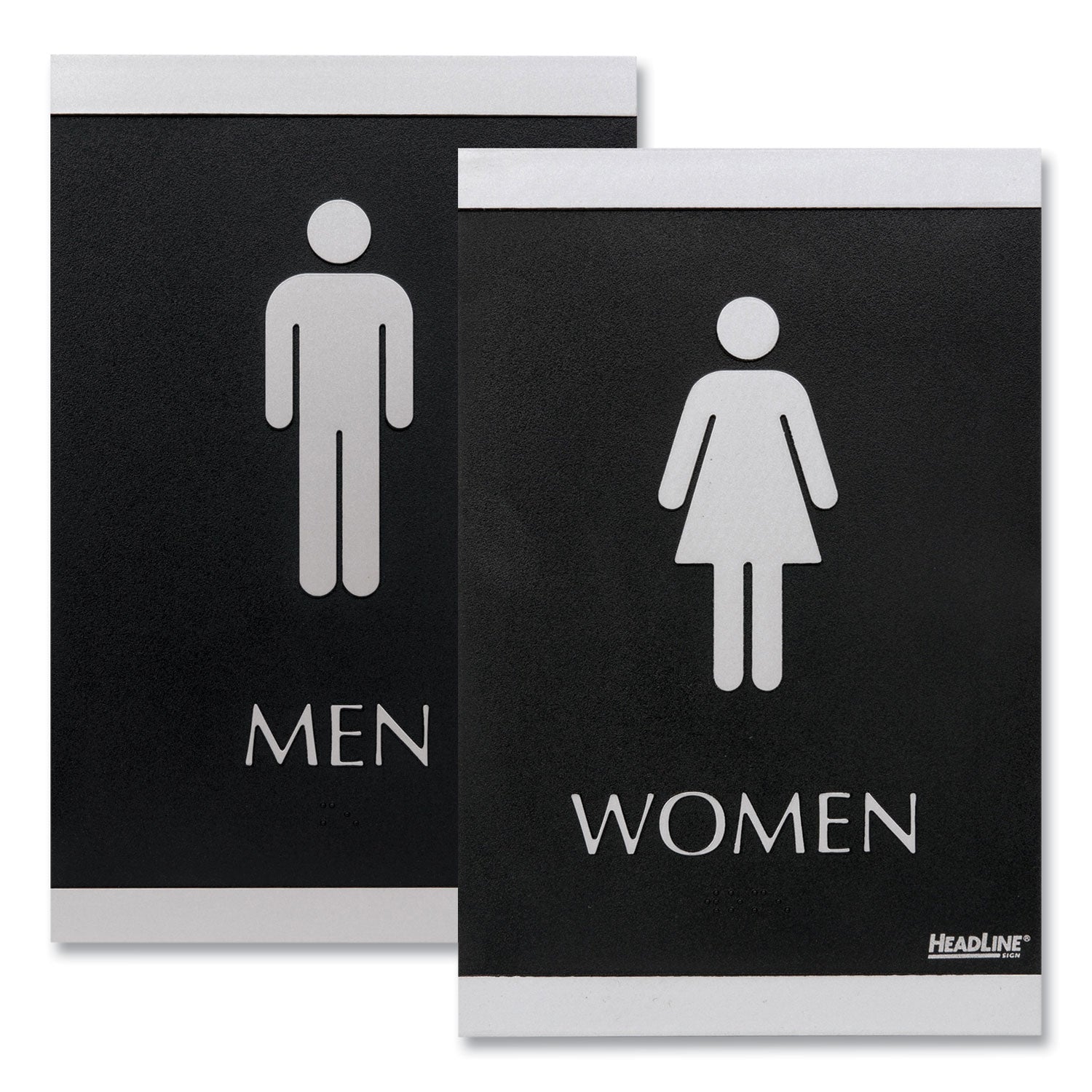 Century Series Office Sign, Men; Women, 6 x 9, Black/Silver - 