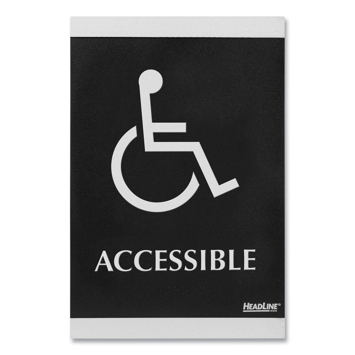 Century Series Office Sign, Accessible, 6 x 9, Black/Silver - 