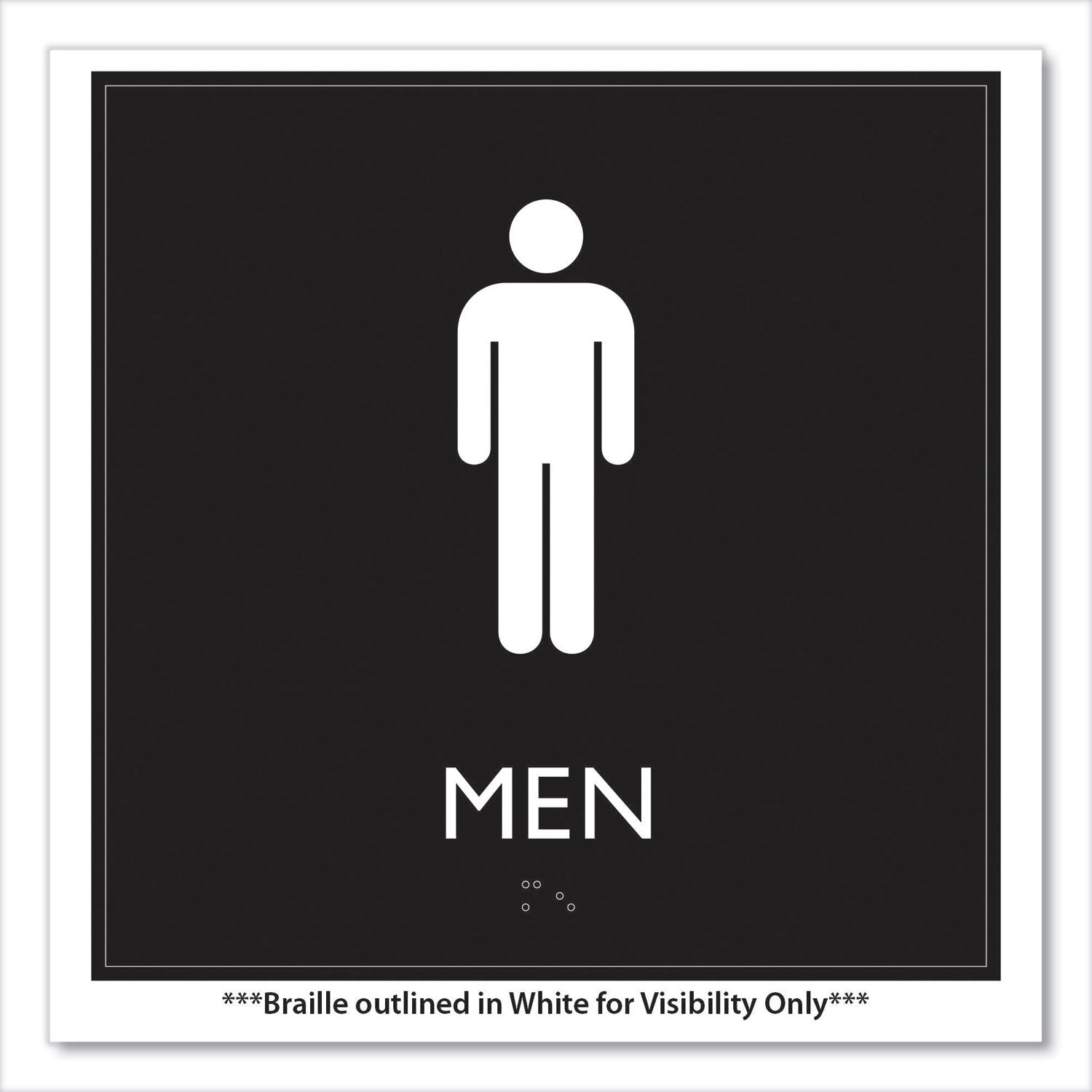 ADA Sign, Men, Plastic, 8 x 8, Clear/White