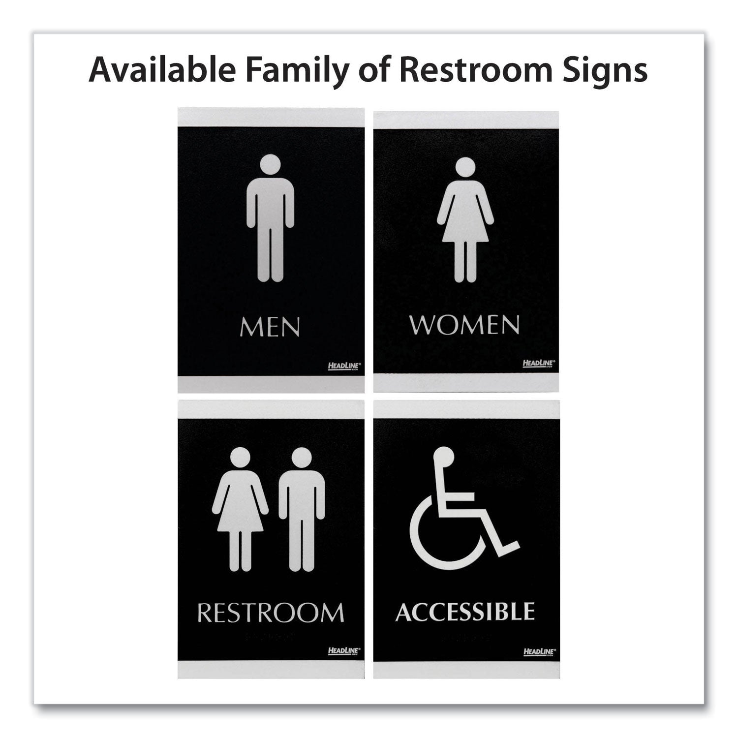 Century Series Office Sign, Men; Women, 6 x 9, Black/Silver - 