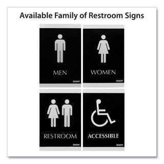 Century Series Office Sign, Men; Women, 6 x 9, Black/Silver - 