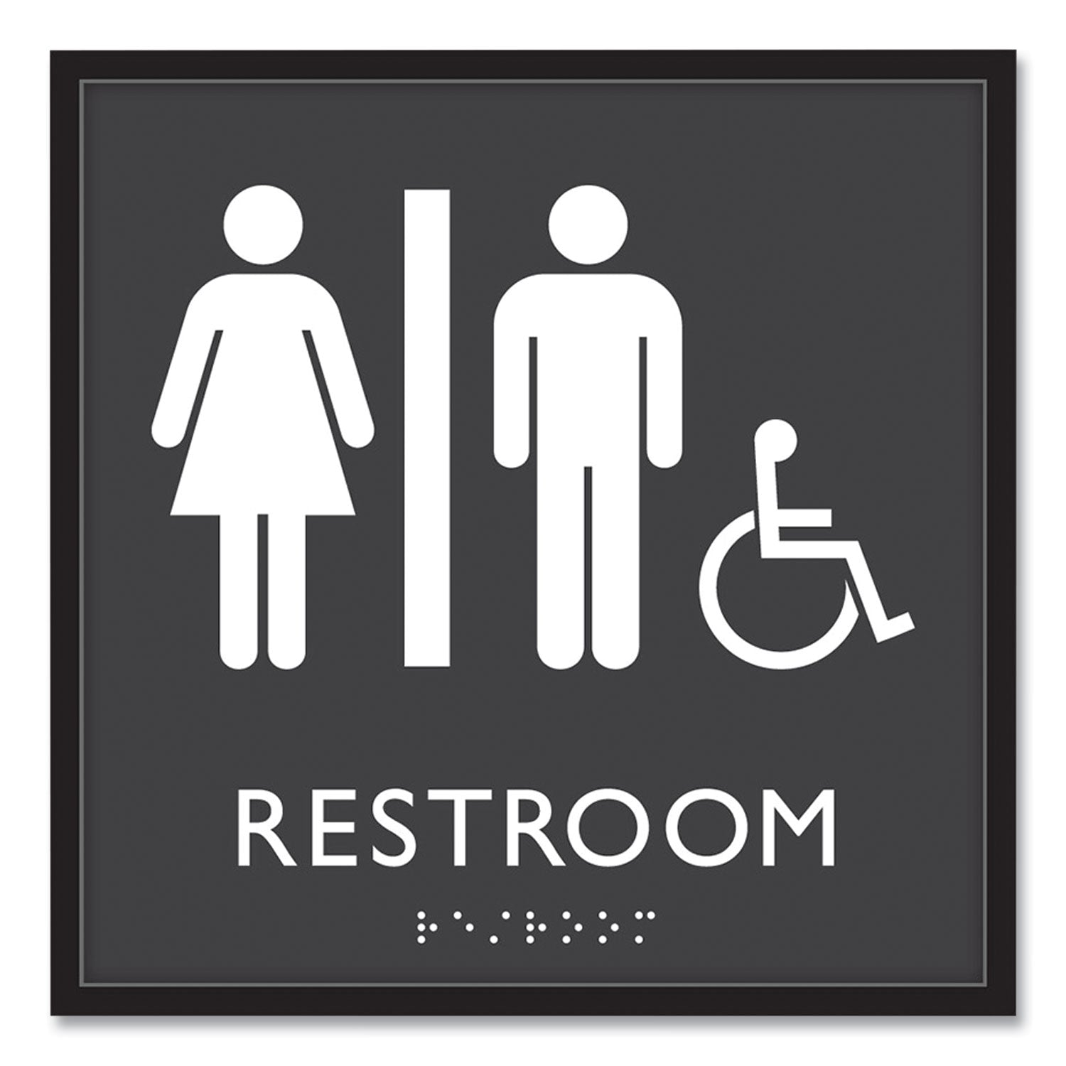 ada-sign-unisex-accessible-restroom-plastic-8-x-8-clear-white_uss66911 - 1