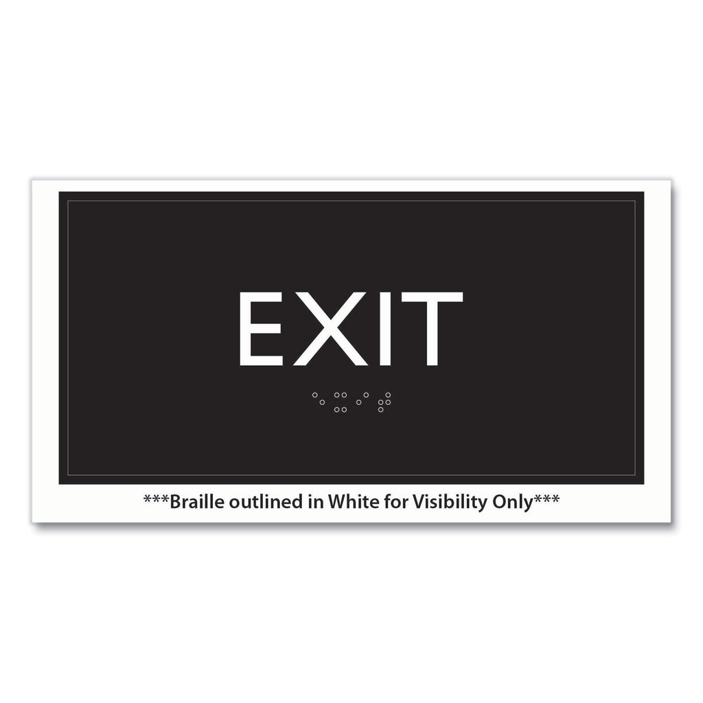 ADA Sign, Exit, Plastic, 4 x 4, Clear/White