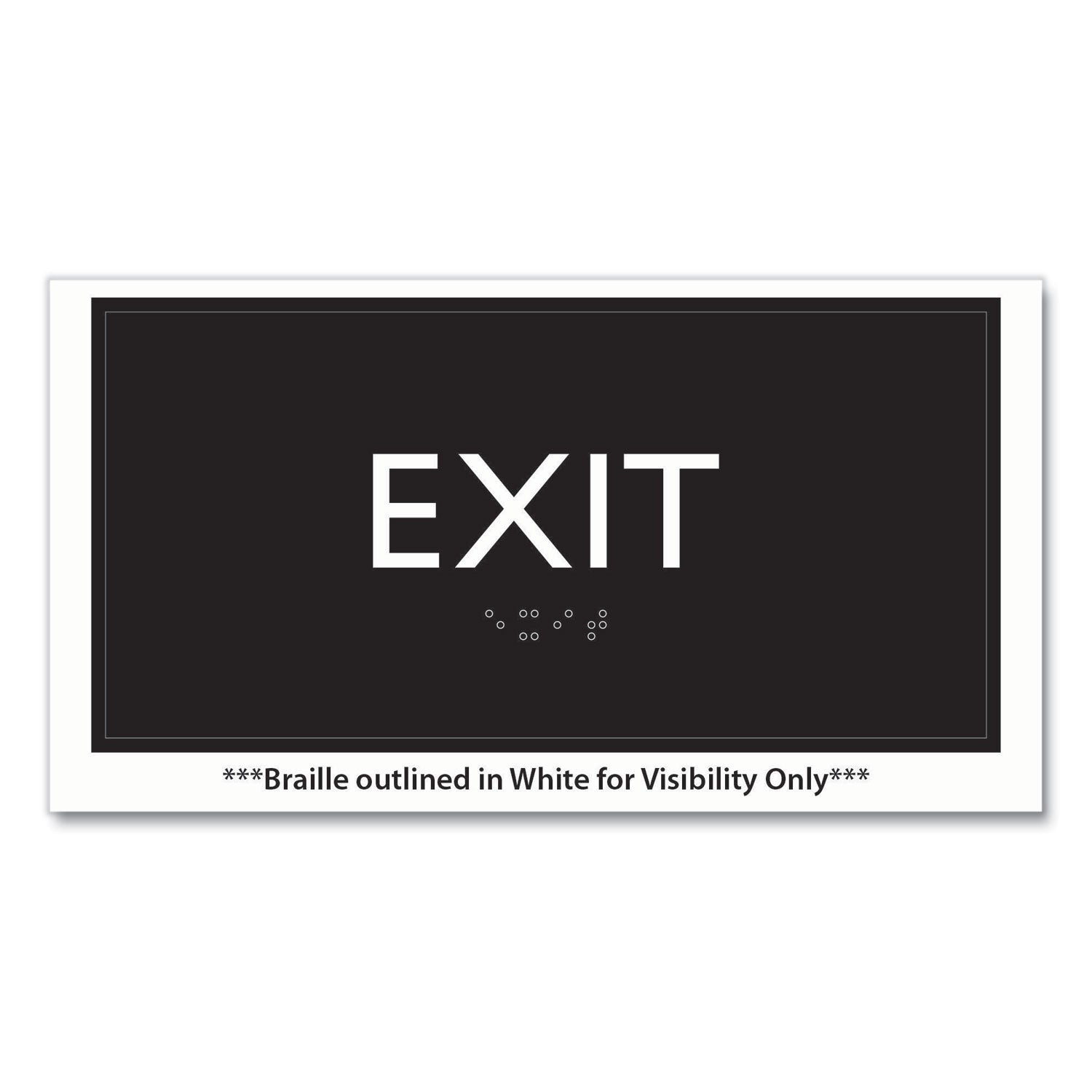 ADA Sign, Exit, Plastic, 4 x 4, Clear/White