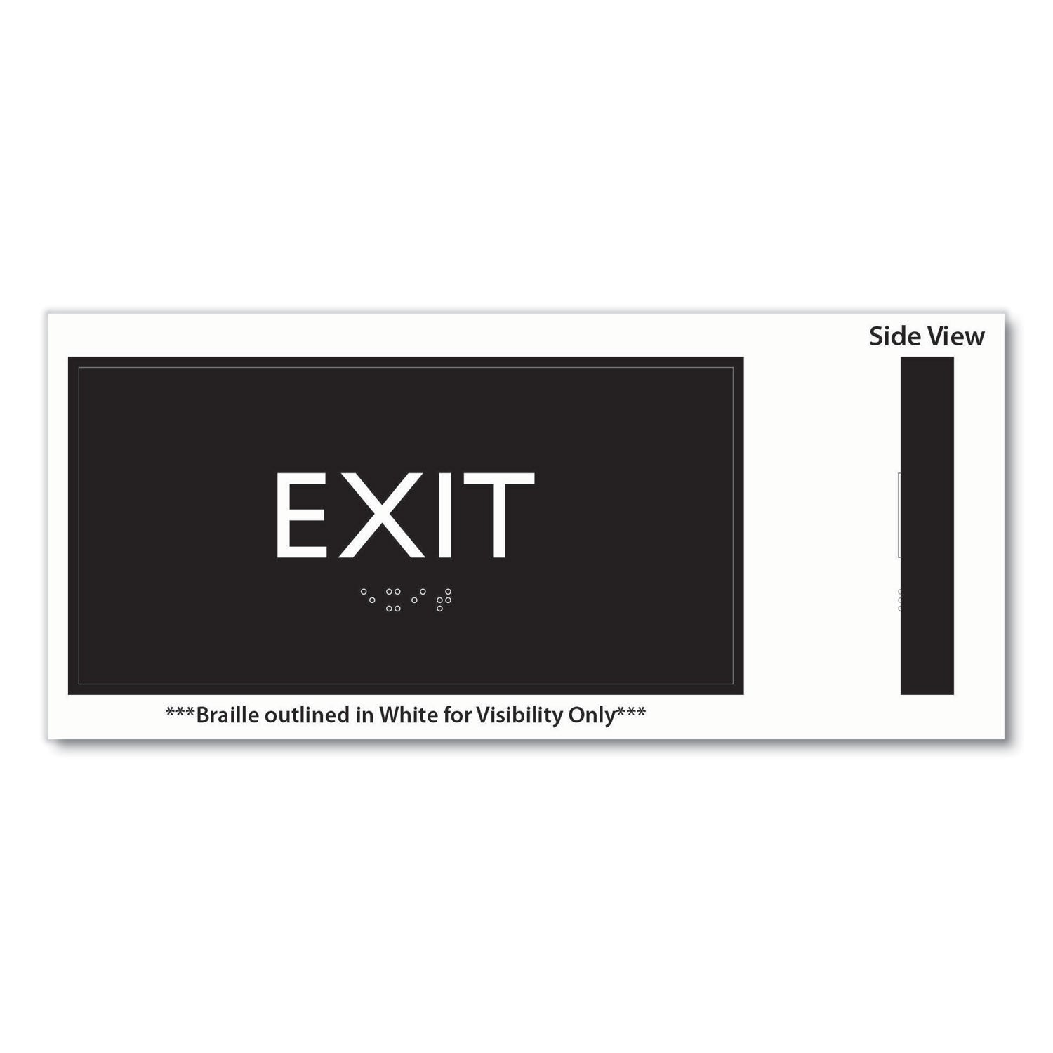 ADA Sign, Exit, Plastic, 4 x 4, Clear/White