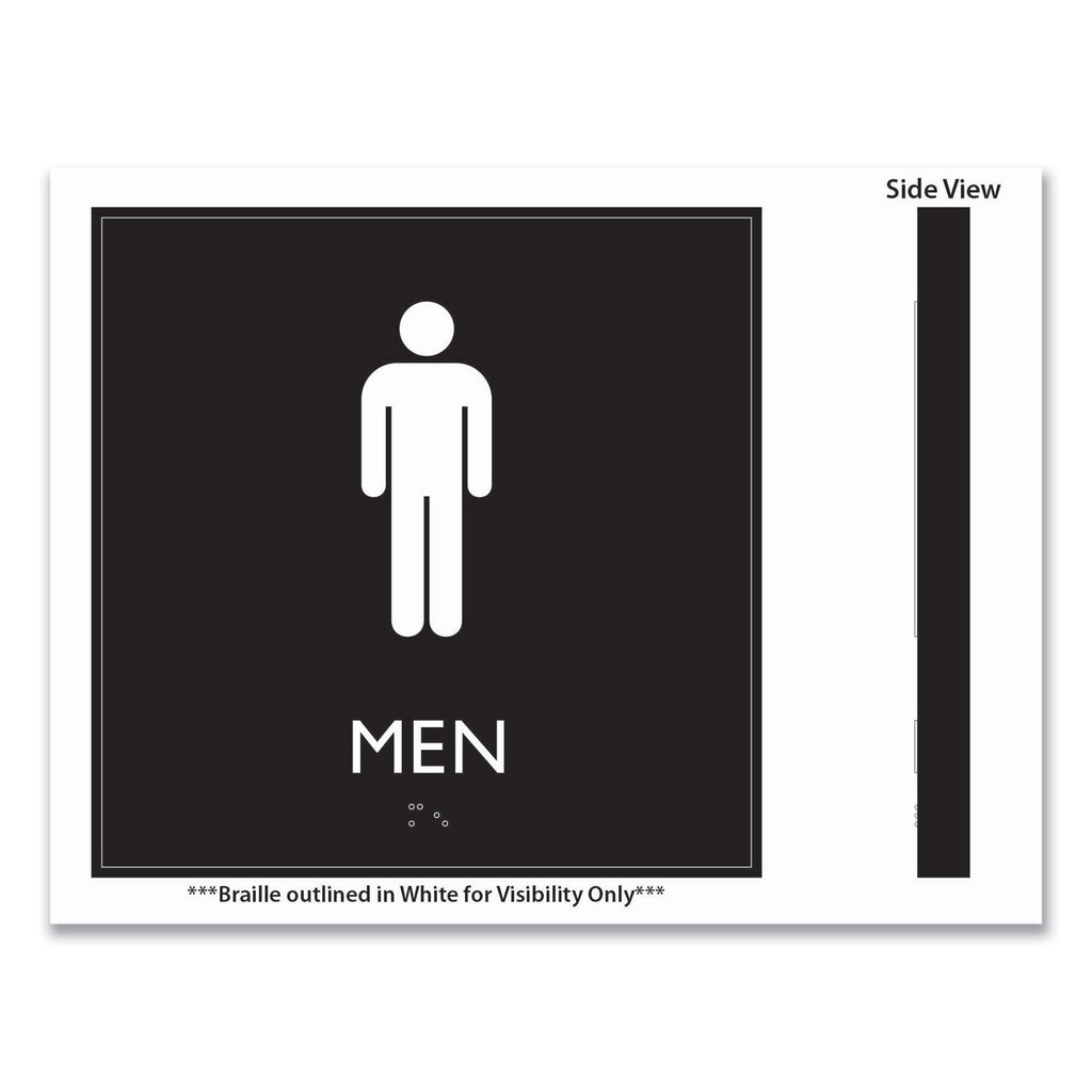 ADA Sign, Men, Plastic, 8 x 8, Clear/White