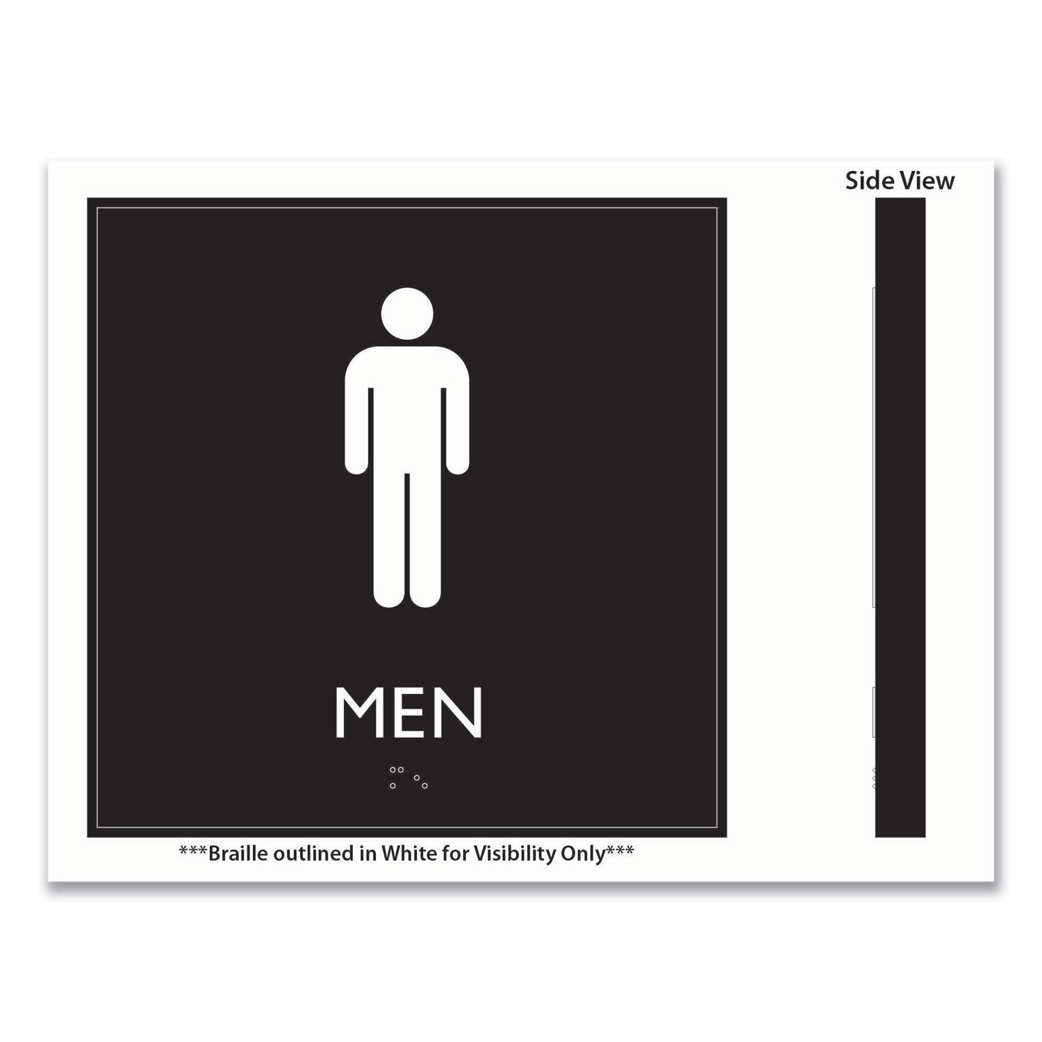 ADA Sign, Men, Plastic, 8 x 8, Clear/White