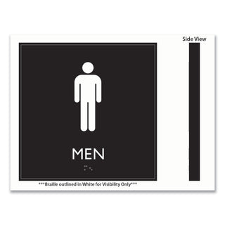 ADA Sign, Men, Plastic, 8 x 8, Clear/White