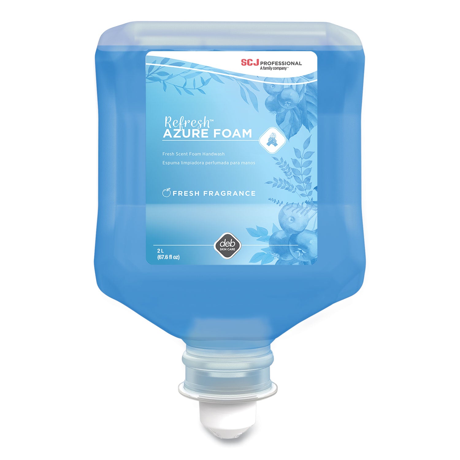 SC Johnson Refresh Azure Foam Hand Soap - Fresh Apple ScentFor - 67.6 fl oz (2 L) - Dirt Remover, Kill Germs - Hand, Daycare, Office - Moisturizing - Blue - Biodegradable, Non-toxic - 4 / Carton
