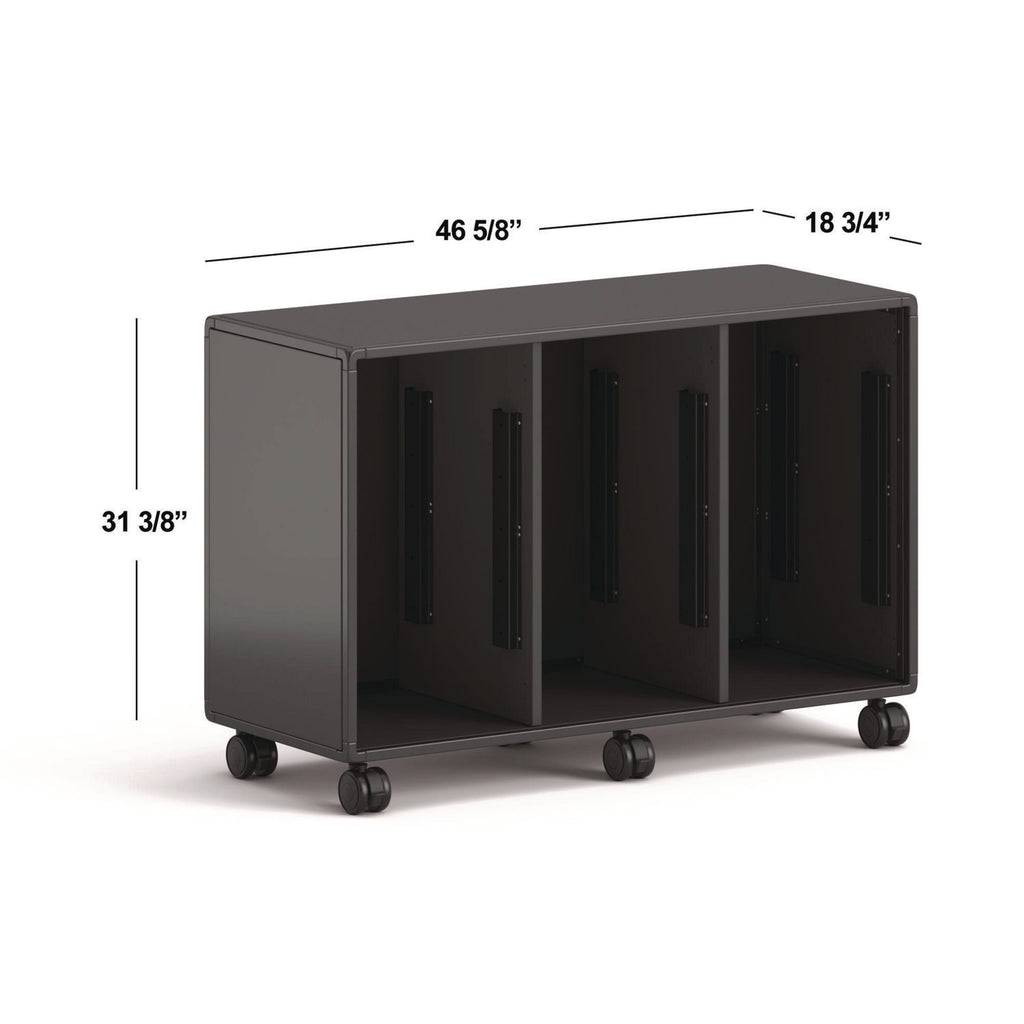Class-ifi Tote Storage Cabinet, Three-Wide, 46.63" x 18.75" x 31.38", Charcoal Gray