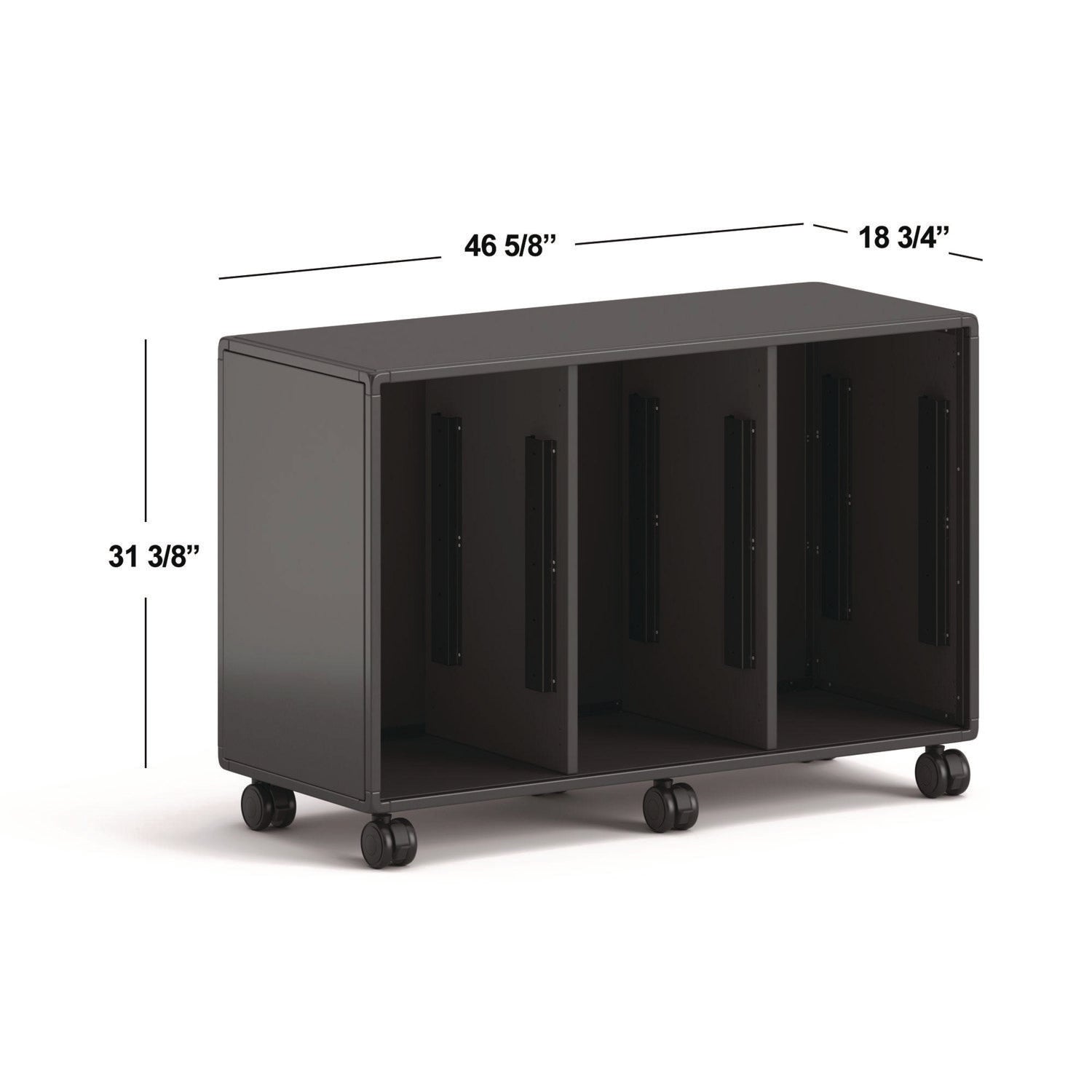 Class-ifi Tote Storage Cabinet, Three-Wide, 46.63" x 18.75" x 31.38", Charcoal Gray