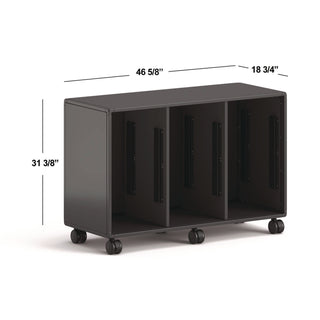 Class-ifi Tote Storage Cabinet, Three-Wide, 46.63" x 18.75" x 31.38", Charcoal Gray