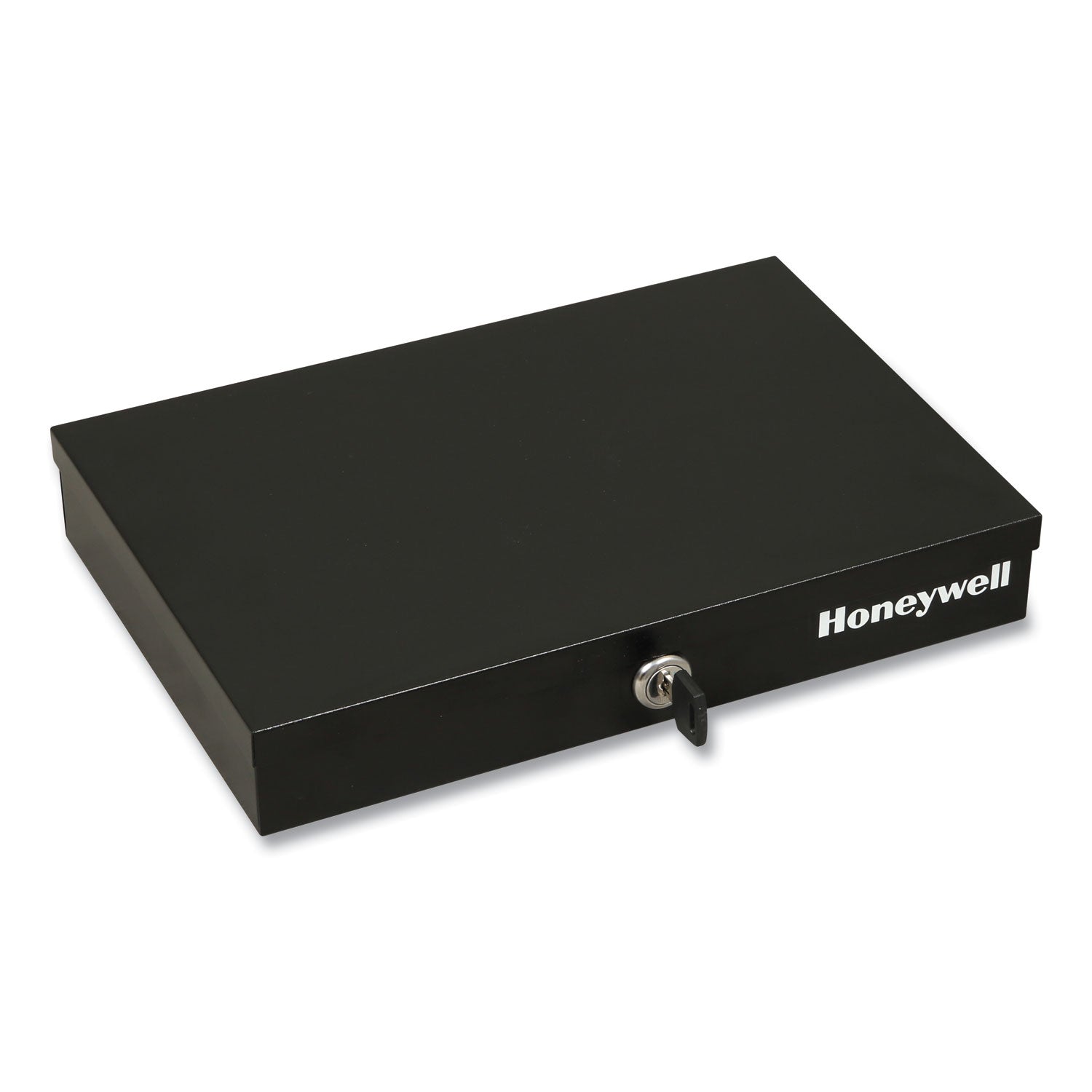 Low Profile Cash Box,1 Bill, 5 Coin Slots, Key Lock, 11.6 x 8 x 1.9, Steel, Black