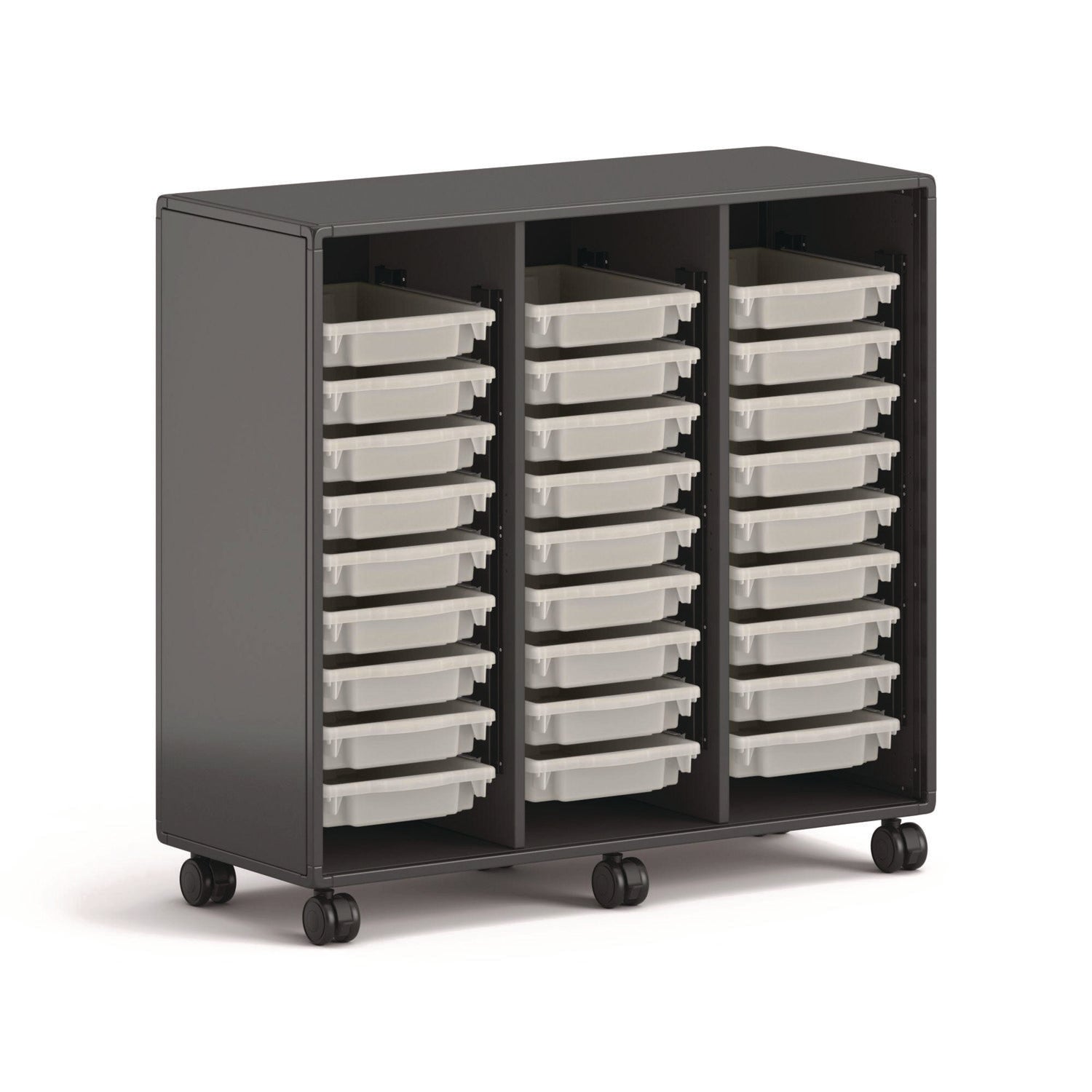 Class-ifi Tote Storage Cabinet, Three-Wide, 46.63" x 18.75" x 44.13", Charcoal Gray