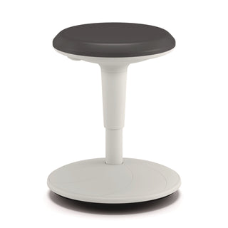 Revel Adjustable Height Fidget Stool, Backless, Supports Up to 250 lb, 13.75" to 18.5" Seat Height, Charcoal Seat, White Base