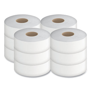 Select Jumbo Bath Tissue, Septic Safe, 2-Ply, White, 3.3" x 1,000 ft, 12 Rolls/Carton