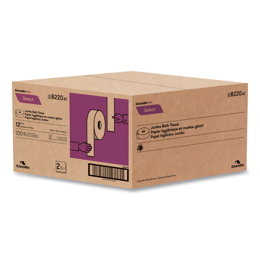 select-jumbo-roll-jr-tissue-2-ply-white-35-x-750-ft-12-rolls-carton_csdb220 - 2