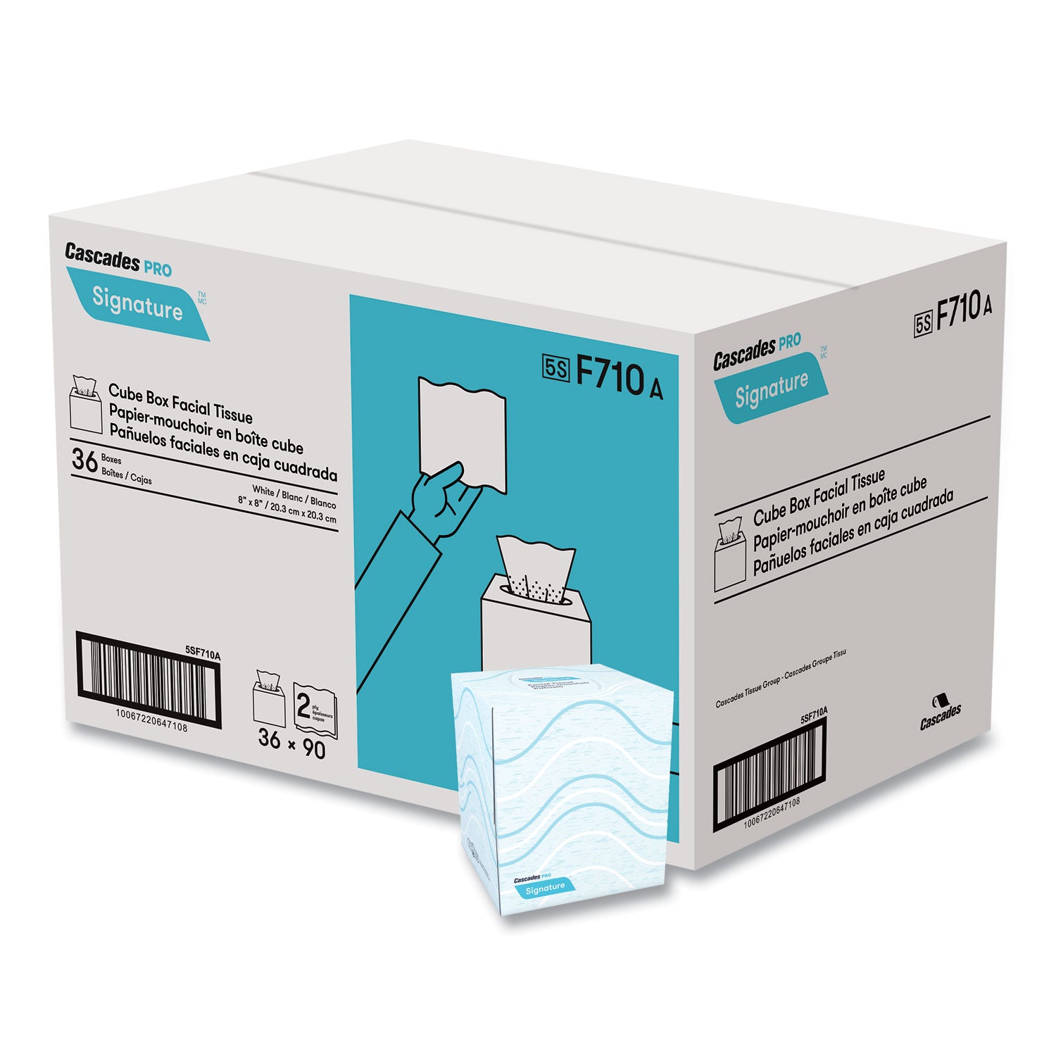 Signature Facial Tissue, 2-Ply, White, Cube, 90 Sheets/Box, 36 Boxes/Carton