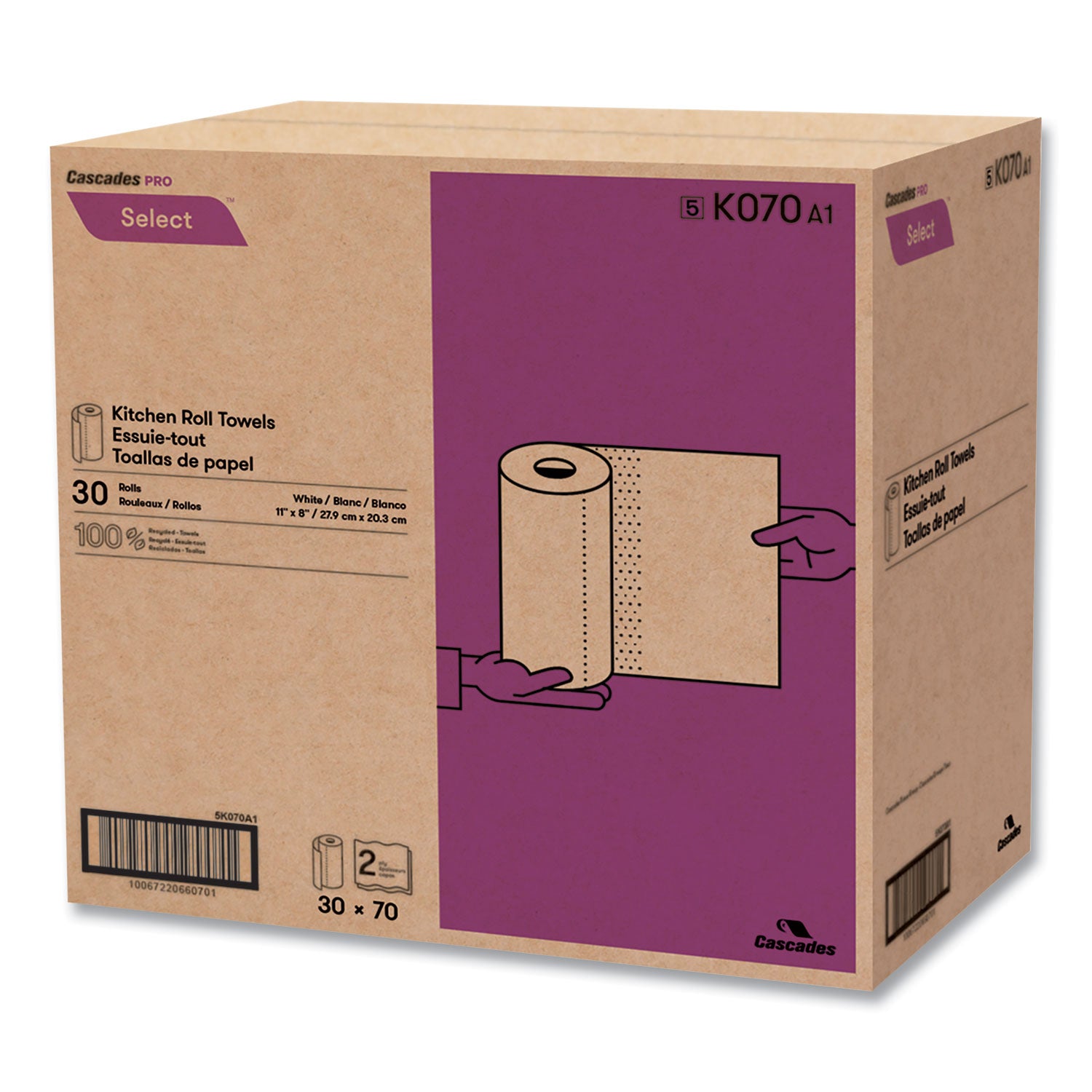 select-perforated-kitchen-roll-towels-2-ply-8-x-11-white-70-roll-30-rolls-carton_csdk070 - 2