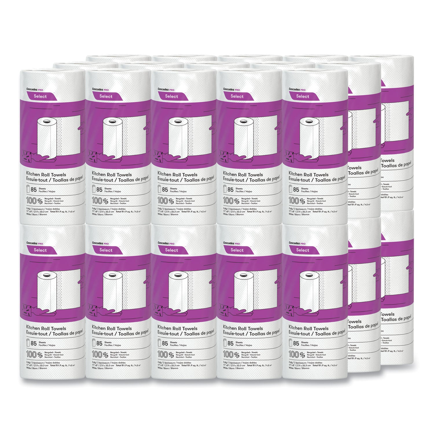 Select Kitchen Roll Towels, 2-Ply, 8 x 11, 85/Roll, 30/Carton