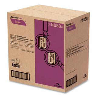 Select Dinner Napkins, 1-Ply, White, 15.5 x 16, 250/Pack, 12/Carton