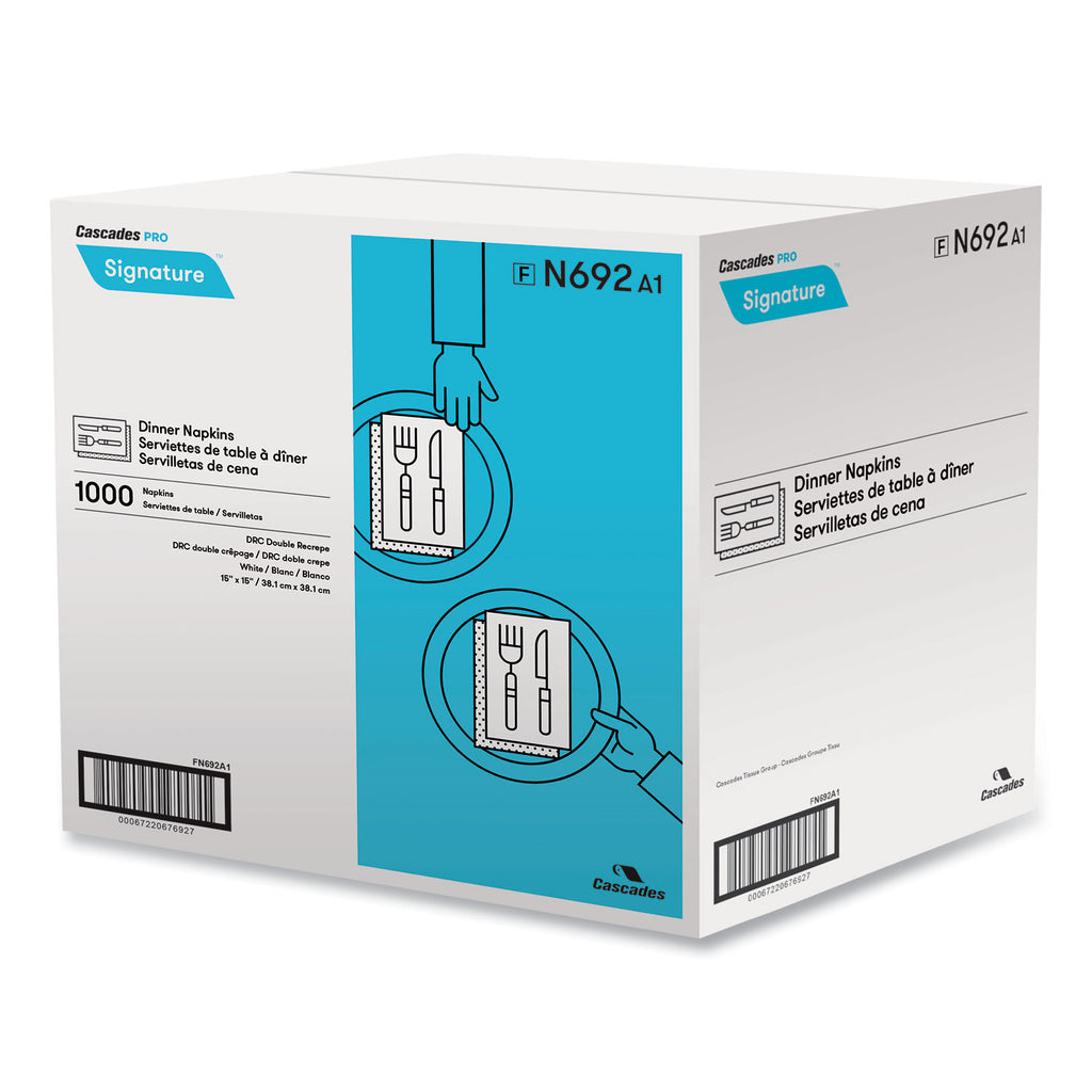 Select Dinner Napkins, 1-Ply, 15 x 15, White, 1000/Carton