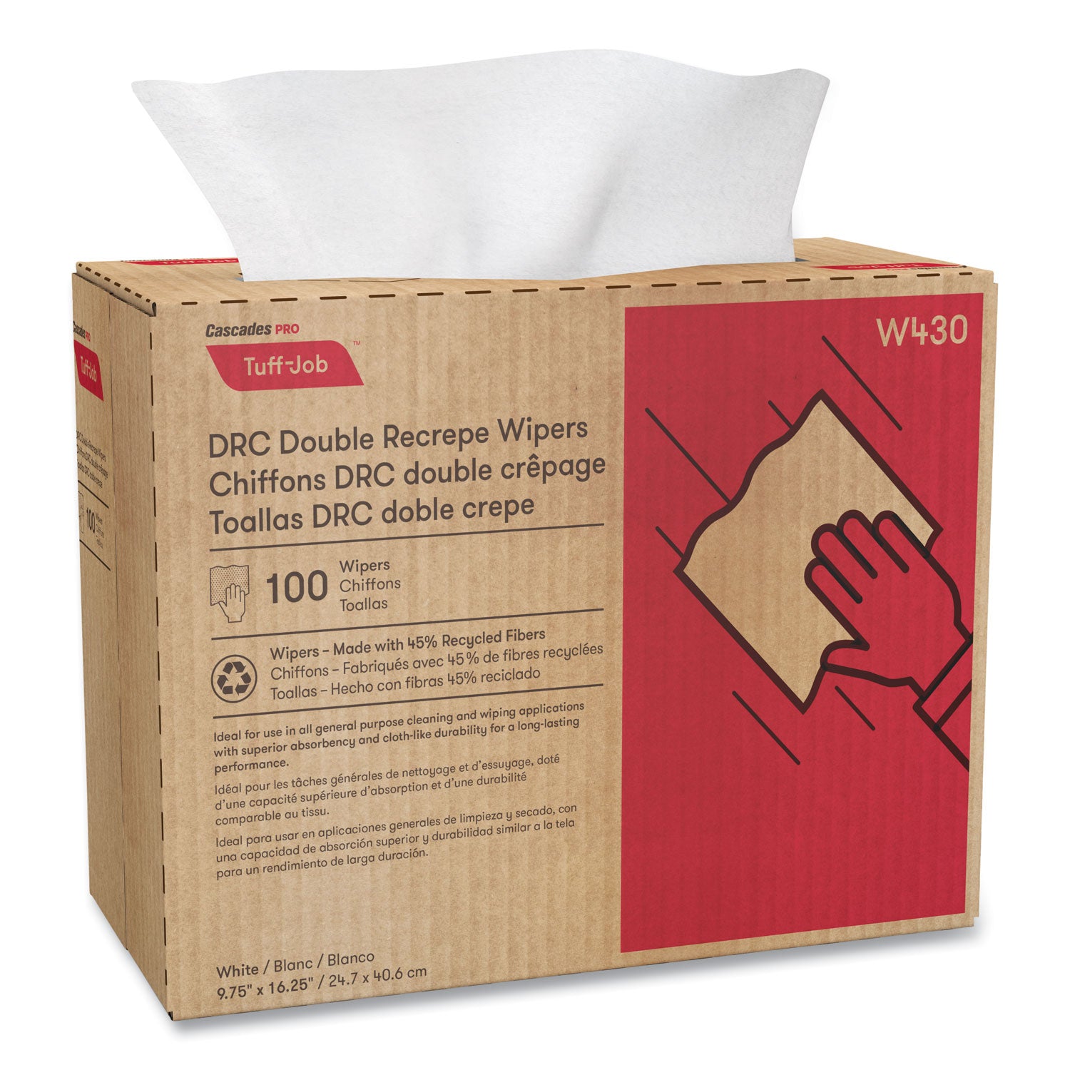 tuff-job-double-recrepe-wipers-975-x-165-white-100-box-8-box-carton_csdw430 - 2