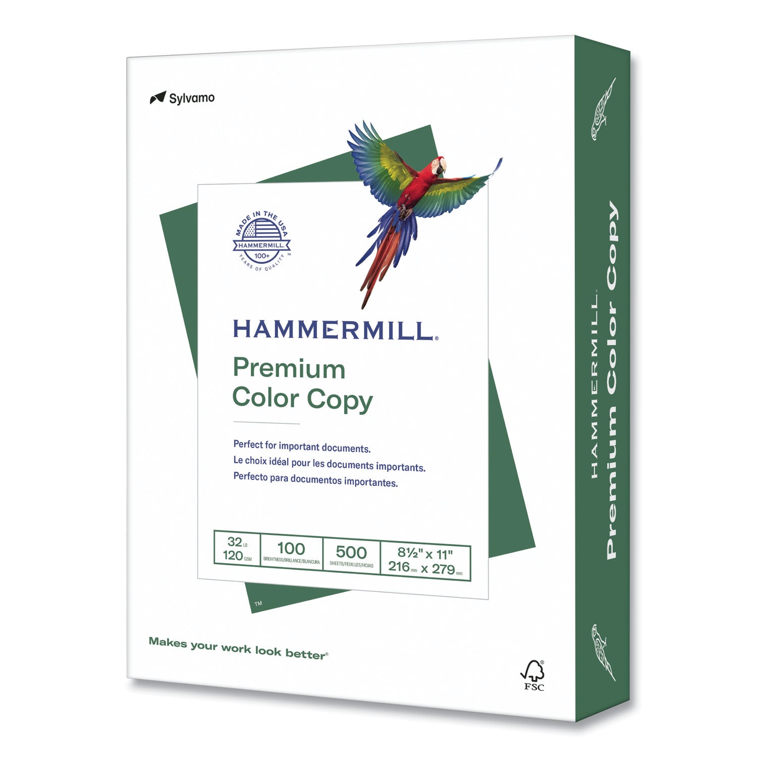 Premium Color Copy Print Paper, 100 Bright, 32 lb, 8.5 x 11, Photo White, 500/Ream, 8 Reams/Carton, 32 Cartons/Pallet