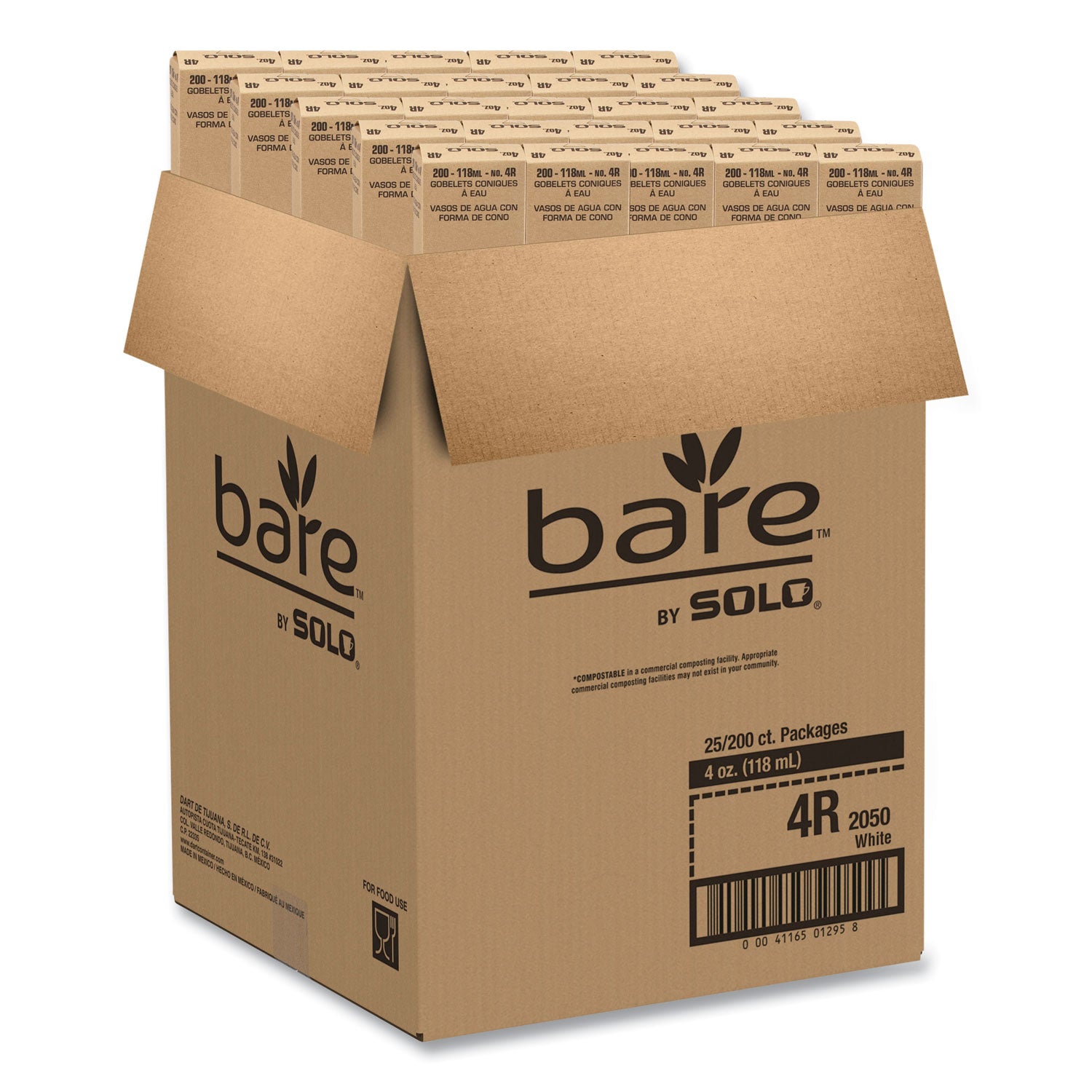 Cone Water Cups, ProPlanet Seal, Cold, Paper, 4 oz, Rolled Rim, White, 200/Bag, 25 Bags/Carton