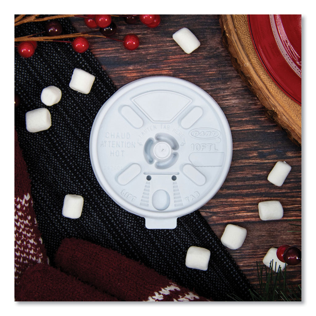 Lift n' Lock Plastic Hot Cup Lids, Fits 10 oz Cups, White, 1,000/Carton