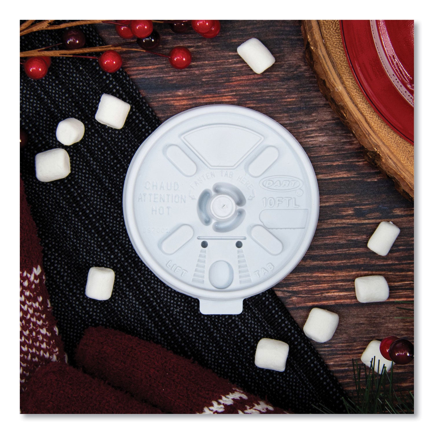 Lift n' Lock Plastic Hot Cup Lids, Fits 10 oz Cups, White, 1,000/Carton