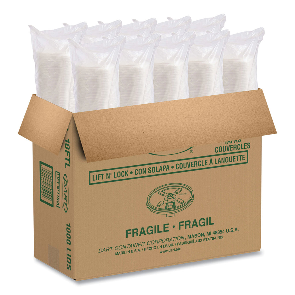 Lift n' Lock Plastic Hot Cup Lids, Fits 10 oz Cups, White, 1,000/Carton