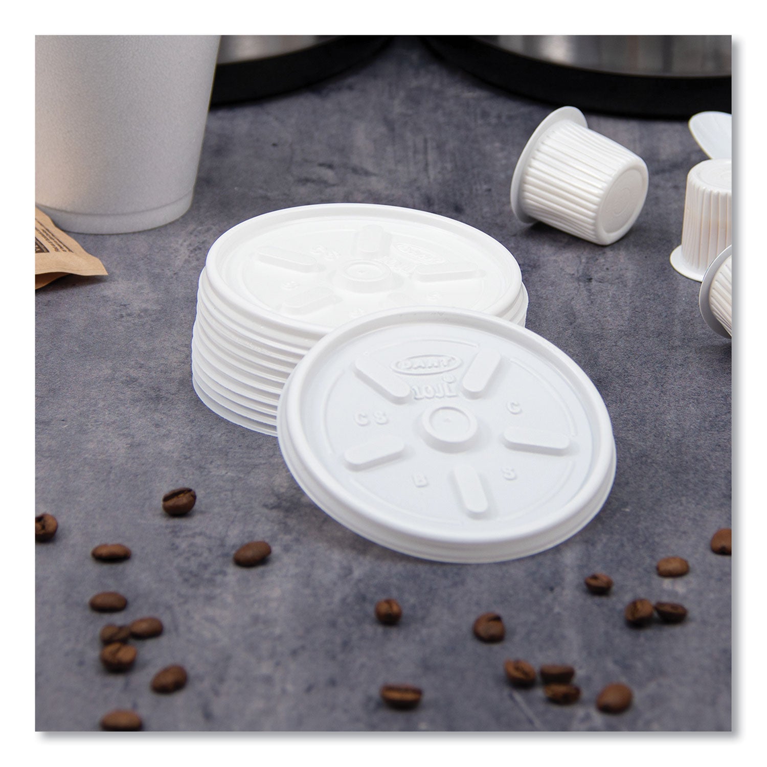 Vented Plastic Hot Cup Lids, 10 oz Cups, White, 1,000/Carton - 
