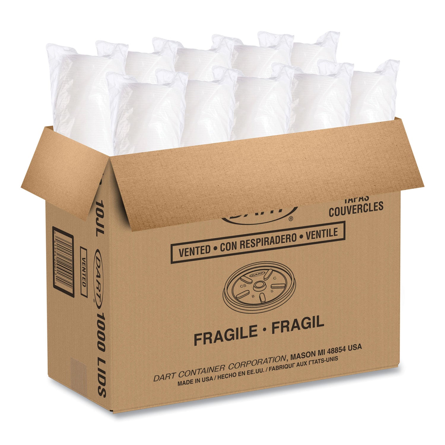 Vented Plastic Hot Cup Lids, 10 oz Cups, White, 1,000/Carton - 