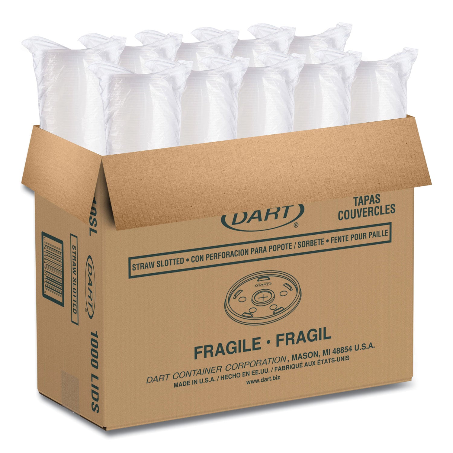 Plastic Cold Cup Lids, Fits 10 oz Cups, Translucent, 100 Pack, 10 Packs/Carton - 