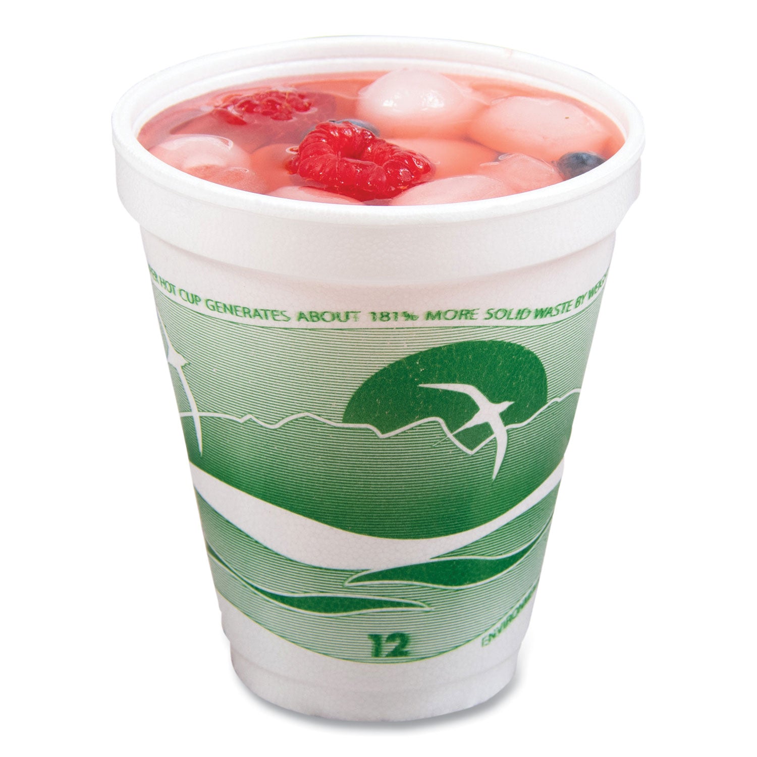 Horizon Hot/Cold Foam Drinking Cups, 12 oz, Green/White, 25/Bag, 40 Bags/Carton