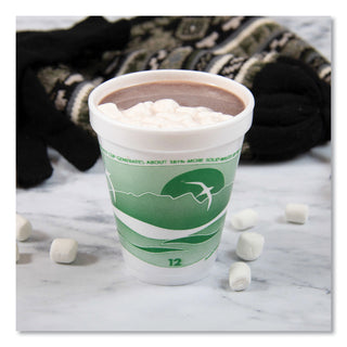Horizon Hot/Cold Foam Drinking Cups, 12 oz, Green/White, 25/Bag, 40 Bags/Carton