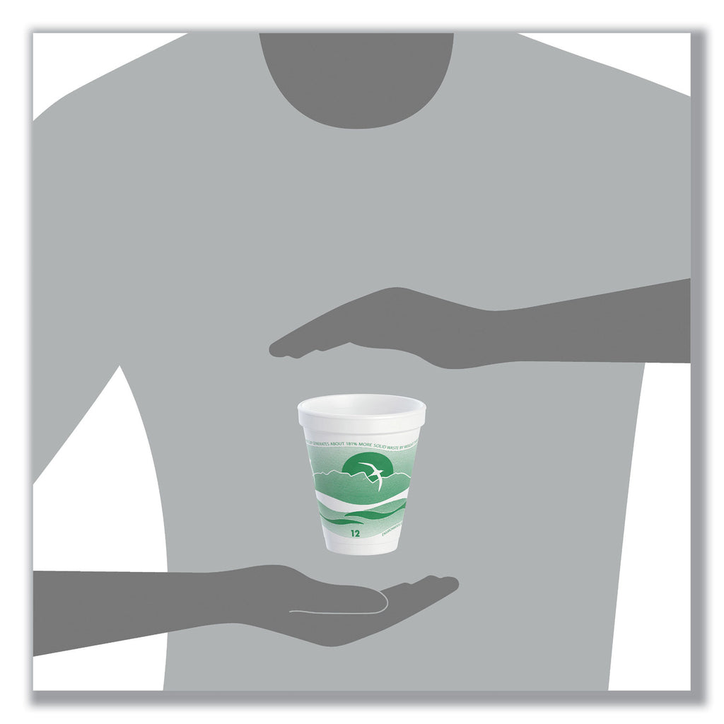 Horizon Hot/Cold Foam Drinking Cups, 12 oz, Green/White, 25/Bag, 40 Bags/Carton