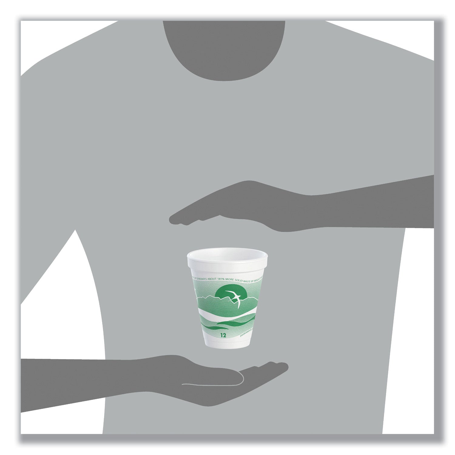 Horizon Hot/Cold Foam Drinking Cups, 12 oz, Green/White, 25/Bag, 40 Bags/Carton