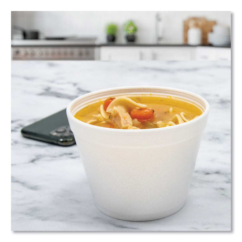 Food Containers, 12 oz, White, Foam, 25/Bag, 20 Bags/Carton