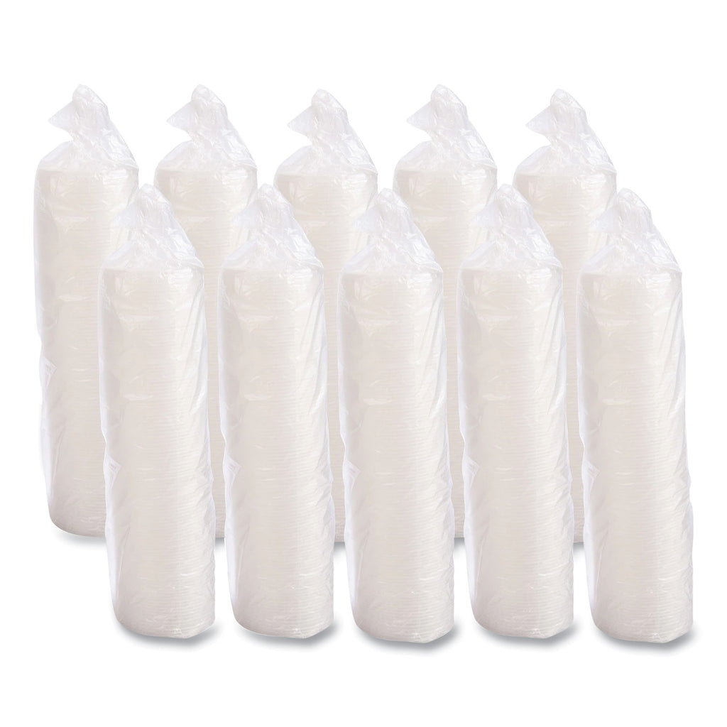 Plastic Lids for Foam Cups, Bowls and Containers, Flat with Straw Slot, Fits 6-14 oz, Translucent, 100/Pack, 10 Packs/Carton