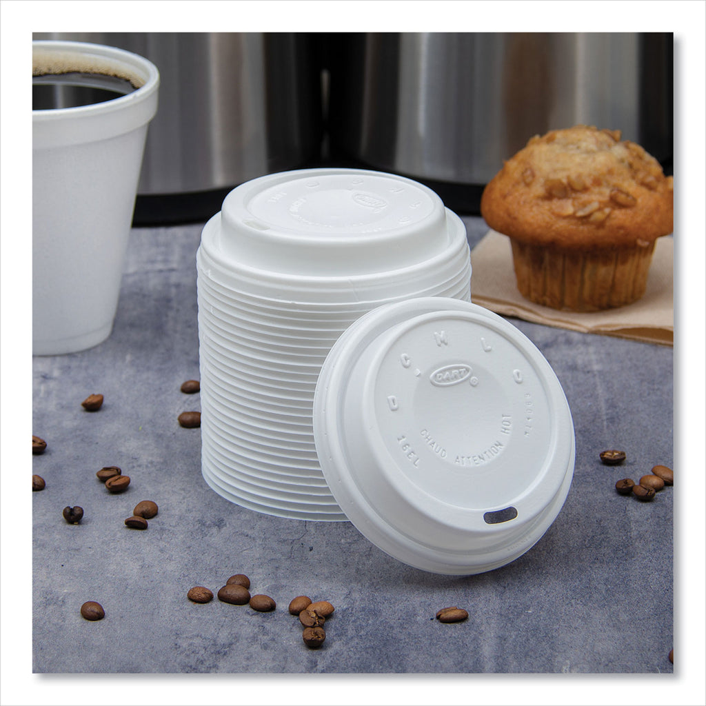 Cappuccino Dome Sipper Lids, Fits 12 oz to 24 oz Cups, White, 1,000/Carton