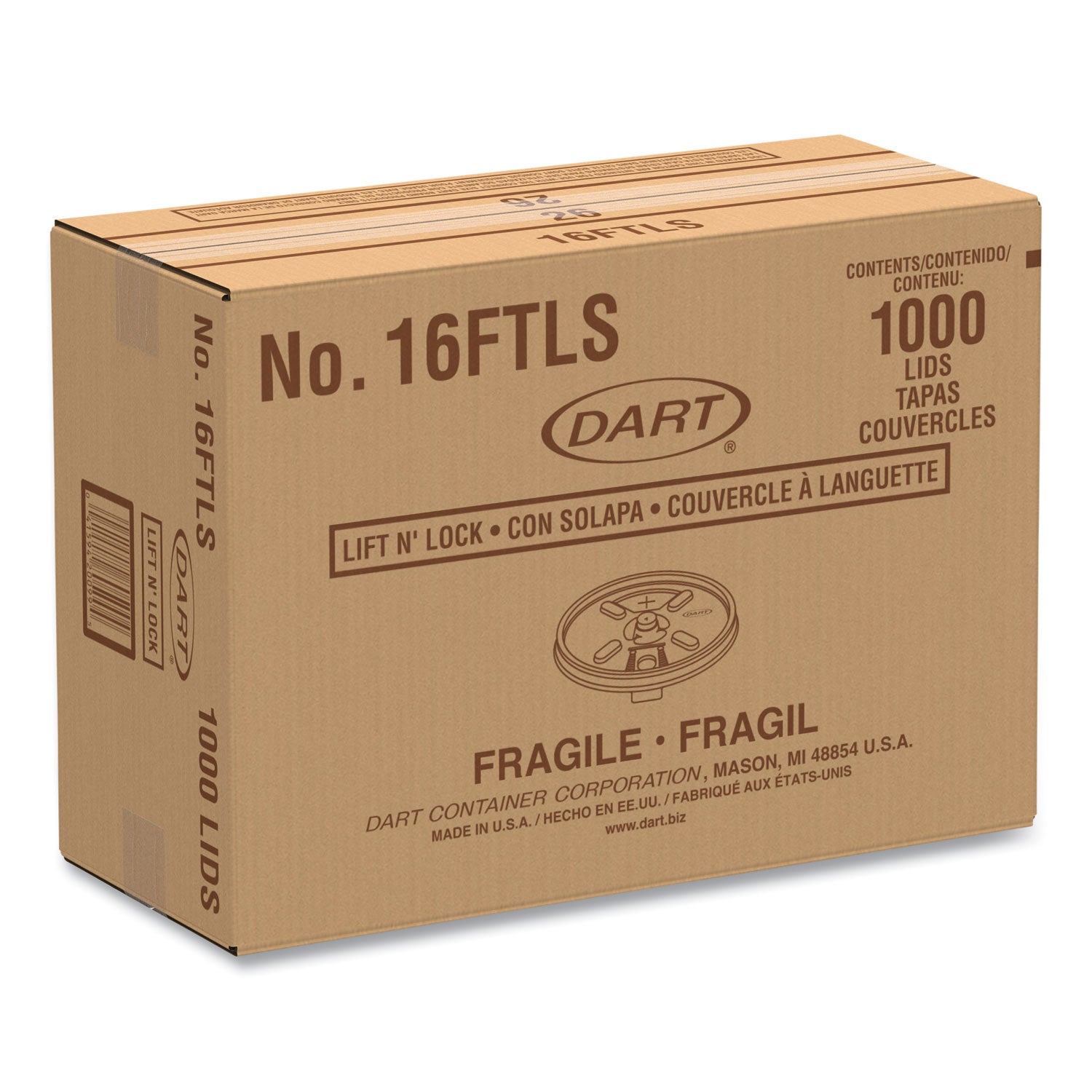 Lift n' Lock Plastic Hot Cup Lids, With Straw Slot, Fits 12 oz to 24 oz Cups, Translucent, 100/Pack, 10 Packs/Carton