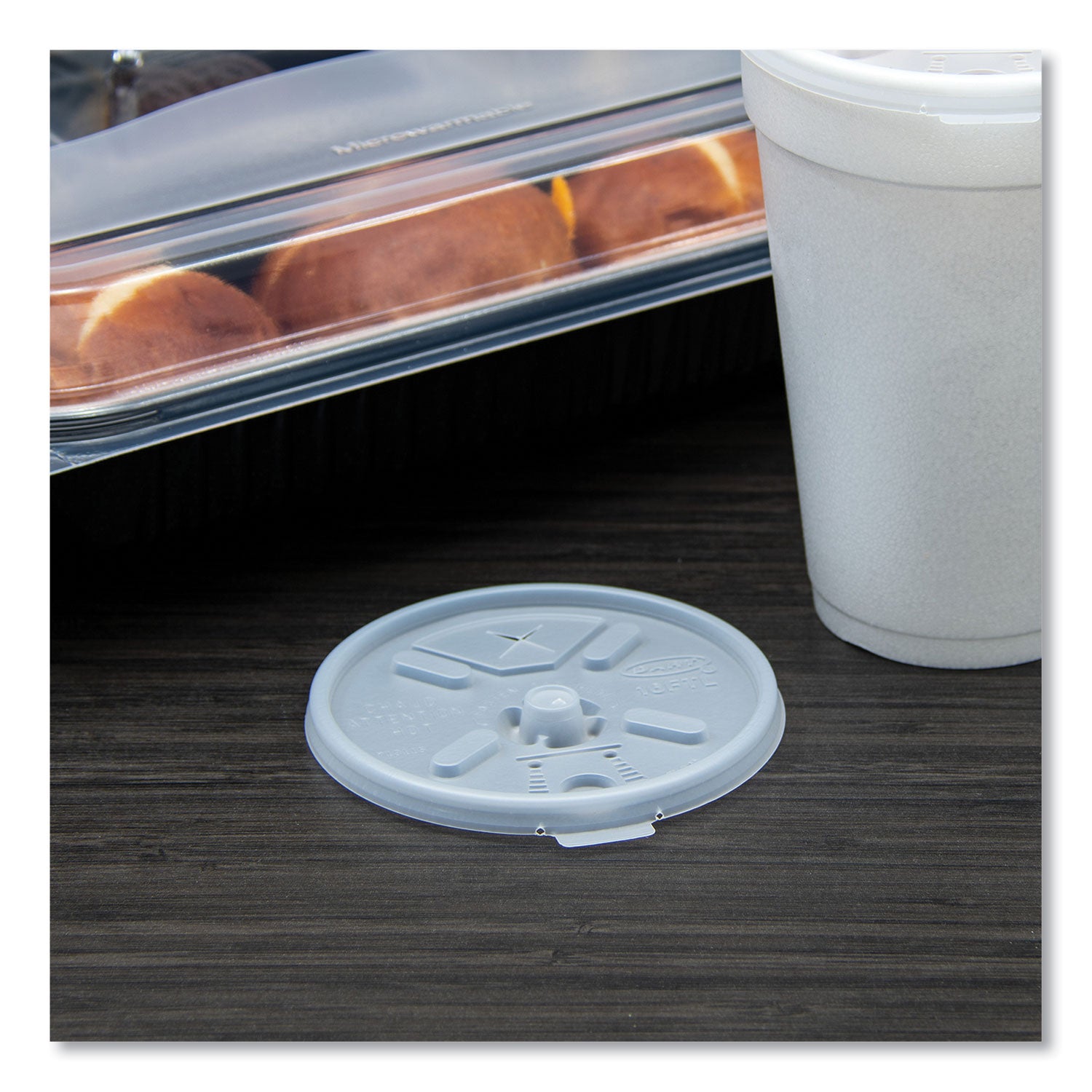 Lift n' Lock Plastic Hot Cup Lids, With Straw Slot, Fits 12 oz to 24 oz Cups, Translucent, 100/Pack, 10 Packs/Carton - 