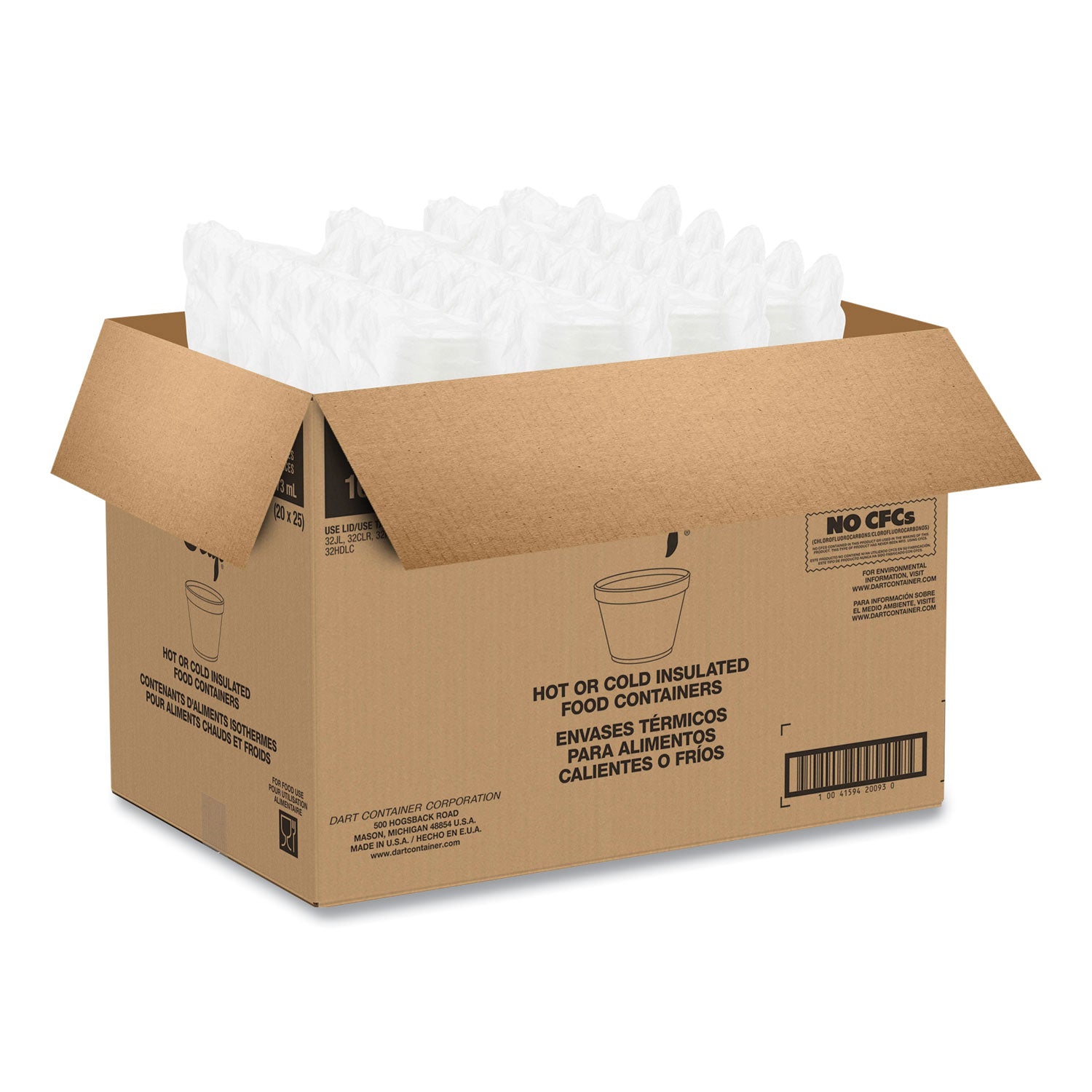 Foam Containers, Extra Squat, 16 oz, White, 25/Bag, 20 Bags/Carton - 