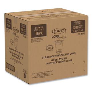 Conex ClearPro Plastic Cold Cups, Plastic, 16 oz, Clear, 50/Pack, 20 Packs/Carton