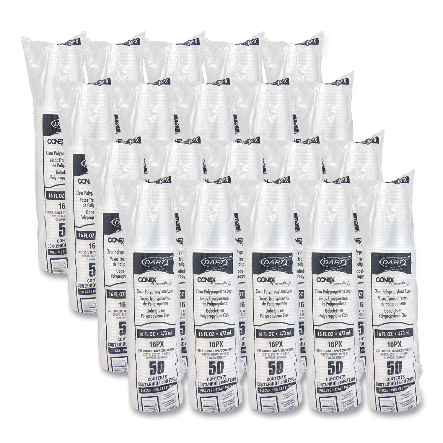 Conex ClearPro Plastic Cold Cups, Plastic, 16 oz, Clear, 50/Pack, 20 Packs/Carton
